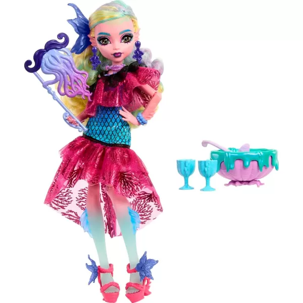 Monster High Doll Clawdeen Wolf in Monster Ball Party Fashion with Themed Accessories Including BalloonsLagoona