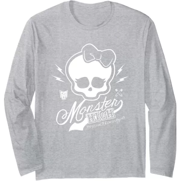 Monster High Alumni  Skullette and Logo Long Sleeve TShirtHeather Grey