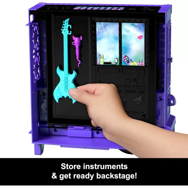 imageMonster High Draculaura Doll ampamp Playset Fangtastic Rockin Food Truck with Pullout Stage Transformation ampamp 13 Food ampamp Music Themed Accessories