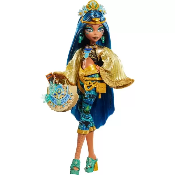 imageMonster High Monster Fest Doll Cleo De Nile with Glam Outfit ampamp Festival Themed Accessories Like Snacks Band Poster Statement Bag ampamp MoreMulticolor