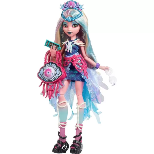 imageMonster High Monster Fest Doll Lagoona Blue with Glam Outfit ampamp Festival Themed Accessories Like Snacks Band Poster Statement Bag ampamp MoreMulticolor