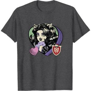 imageMonster High  Clawdeen Valentines Day Candy Heart TShirtDark Heather Grey