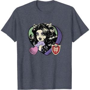 imageMonster High  Clawdeen Valentines Day Candy Heart TShirtHeather Blue