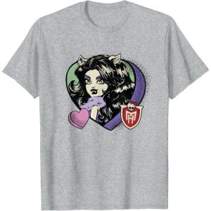 imageMonster High  Clawdeen Valentines Day Candy Heart TShirtHeather Grey