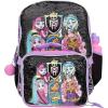 imageAI ACCESSORY INNOVATIONS Monster High 4 Piece Backpack Set Clawdeen Wolf Cleo DeNile Dracularua Frankie Stein ampamp Lagoona Blue Bookbag Flip Sequins 16 School Bag Black ampamp PinkMonster High