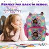 imageAI ACCESSORY INNOVATIONS Monster High 4 Piece Backpack Set Clawdeen Wolf Cleo DeNile Dracularua Frankie Stein ampamp Lagoona Blue Bookbag Flip Sequins 16 School Bag Black ampamp PinkGabby