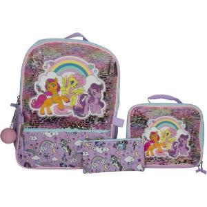 imageAI ACCESSORY INNOVATIONS Monster High 4 Piece Backpack Set Clawdeen Wolf Cleo DeNile Dracularua Frankie Stein ampamp Lagoona Blue Bookbag Flip Sequins 16 School Bag Black ampamp PinkPurple