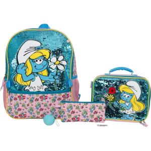 imageAI ACCESSORY INNOVATIONS Monster High 4 Piece Backpack Set Clawdeen Wolf Cleo DeNile Dracularua Frankie Stein ampamp Lagoona Blue Bookbag Flip Sequins 16 School Bag Black ampamp PinkSmurfs