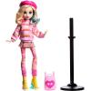imageMonster High Wednesday Doll and Accessories Enid Sinclair Collectible in Pink Fashion with Beret and Backpack Doll Stand