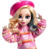 imageMonster High Wednesday Doll and Accessories Enid Sinclair Collectible in Pink Fashion with Beret and Backpack Doll Stand