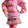 imageMonster High Wednesday Doll and Accessories Enid Sinclair Collectible in Pink Fashion with Beret and Backpack Doll Stand