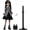 imageMonster High Wednesday Doll and Accessories Wednesday Addams Collectible in Nevermore Academy Uniform with Thing and Backpack Doll StandMulticolor