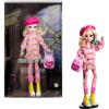imageMonster High Wednesday Doll and Accessories Enid Sinclair Collectible in Pink Fashion with Beret and Backpack Doll Stand