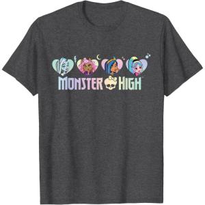 imageMonster High  Frankie Clawdeen Cleo Lagoona Hearts TShirtDark Heather Grey