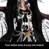 imageMonster High Doll Elvira Mistress of The Dark Collectible in Black Faux Leather Dress with Silvery Batwing Cape and Premium Accessories