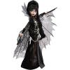 imageMonster High Doll Elvira Mistress of The Dark Collectible in Black Faux Leather Dress with Silvery Batwing Cape and Premium Accessories