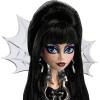 imageMonster High Doll Elvira Mistress of The Dark Collectible in Black Faux Leather Dress with Silvery Batwing Cape and Premium Accessories