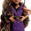 imageMonster High Doll Clawdeen Wolf House of Wolf Collectible with Faux Fur Jacquard Coat Purple Blazer Dress Pantaboots and Golden Accessories