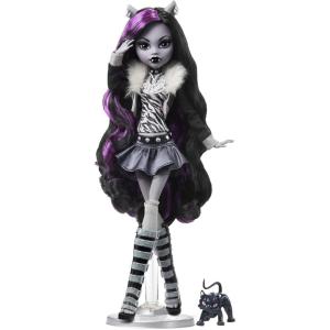imageMonster High Reel Drama Doll Cleo De Nile Black and White Reproduction Collectible with DollSize and LifeSize Posters Horror Flick Theme and PetClawdeen Wolf