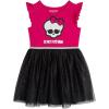 imageMonster High Girls Tulle Tutu Dress Logo Toddler to Big Kid Sizes 4T  1416Fuchsia  Black