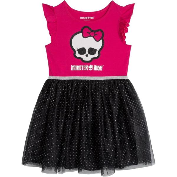 Monster High Girls Tulle Tutu Dress Logo Toddler to Big Kid Sizes (4T ...