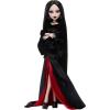 image:imageMonster High x Wednesday Doll Morticia Addams Collectible in Black and Crimson Velvet Dress with Jewelry ShowInspired Heels and Doll Stand