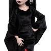 image:imageMonster High x Wednesday Doll Morticia Addams Collectible in Black and Crimson Velvet Dress with Jewelry ShowInspired Heels and Doll Stand
