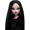 image:imageMonster High x Wednesday Doll Morticia Addams Collectible in Black and Crimson Velvet Dress with Jewelry ShowInspired Heels and Doll Stand