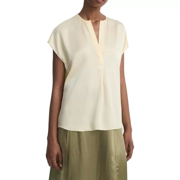 Vince Womens Cap Sleeve Half Plkt BlouseSun Creme