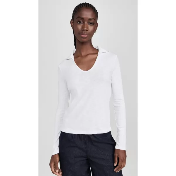 Vince Womens Long Sleeve Open Neck PoloOffwhite