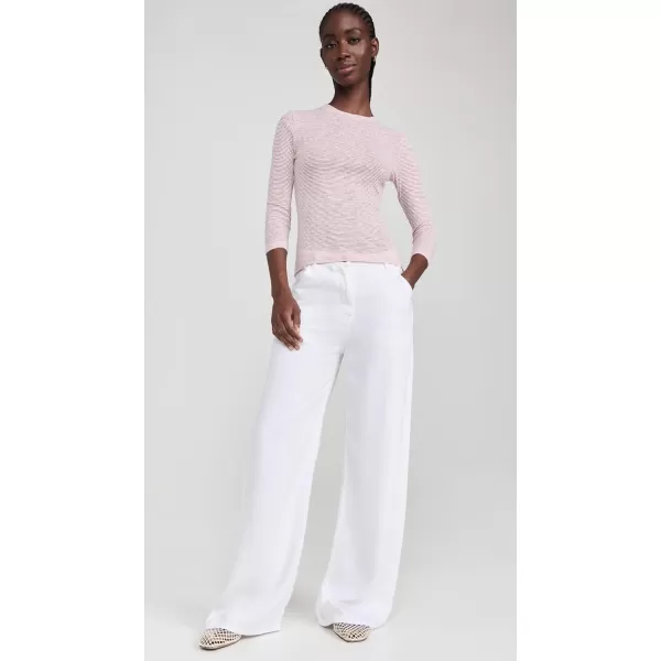 Vince Womens Micro Stripe 34 Sleeve Crew TeeOff WhitePink Cloud