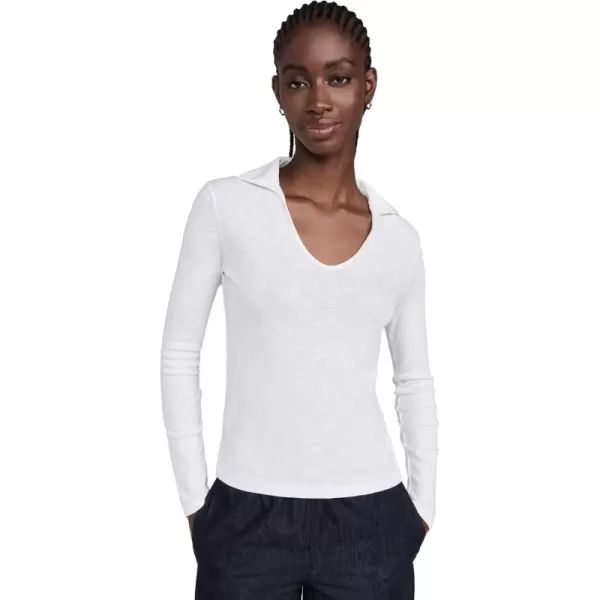 Vince Womens Long Sleeve Open Neck PoloOffwhite