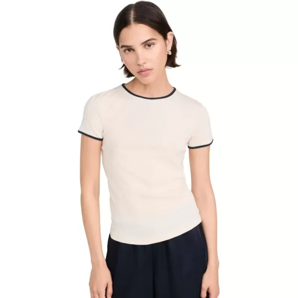 Vince Womens Tipped Short Sleeve Crew TeeFlaxenDeep Lake