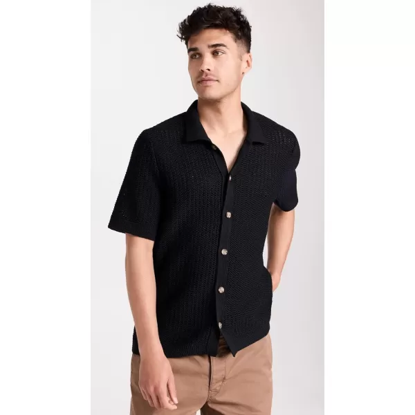 Vince Mens Crochet SS Button DownBlack