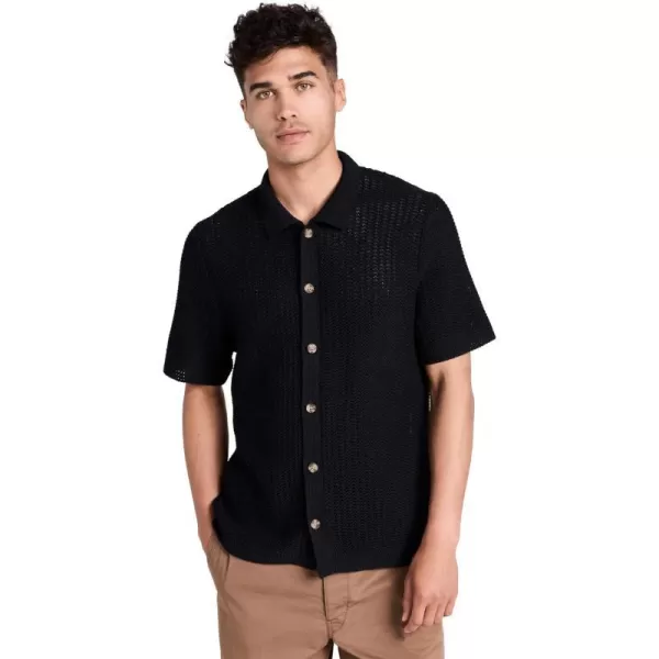 Vince Mens Crochet SS Button DownBlack