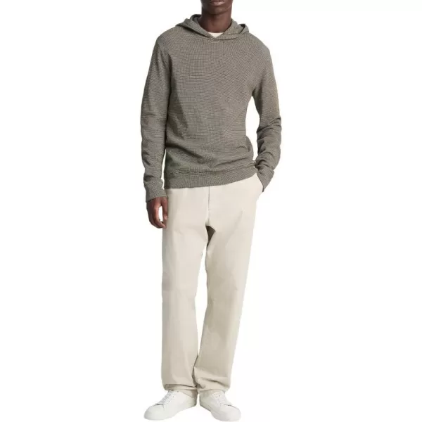 Vince Mens Textured Thermal HoodiePetrol GreenClassic Cream