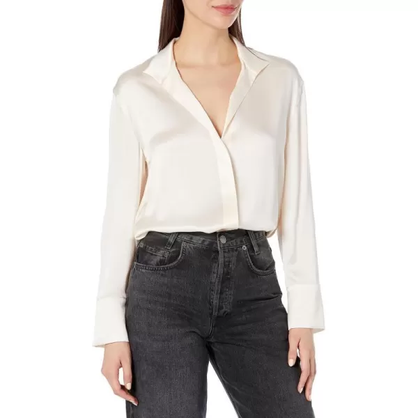 Vince Womens LS Stand Collar BlouseChiffon