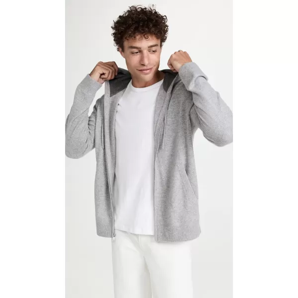 Vince Mens Cashmere Full Zip HoodieHeather Grey