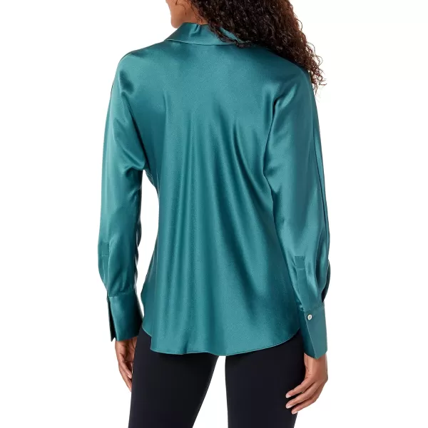 Vince Womens Bias LS BlouseBlue Waltz