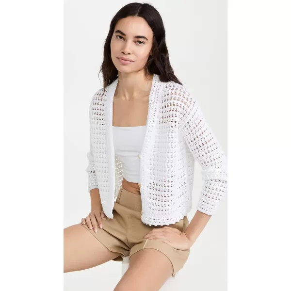 Vince Womens Crochet CardiganOptic White