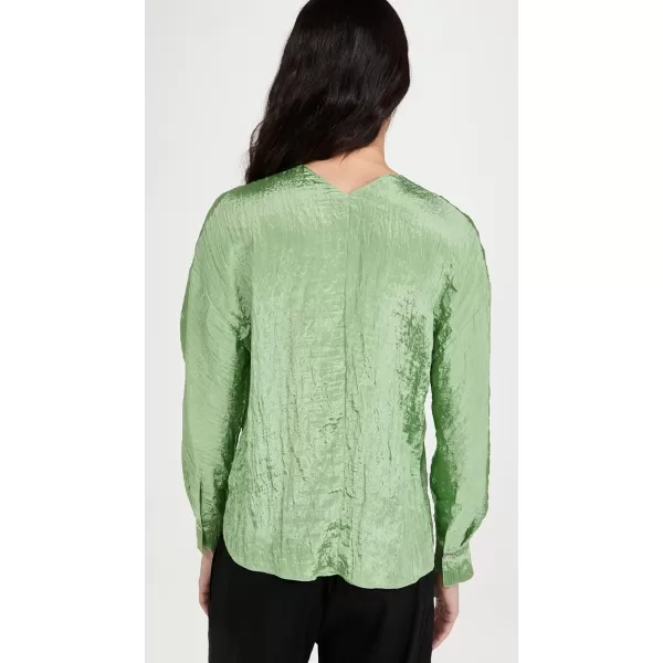 Vince Womens Double V Neck BlousePistachio