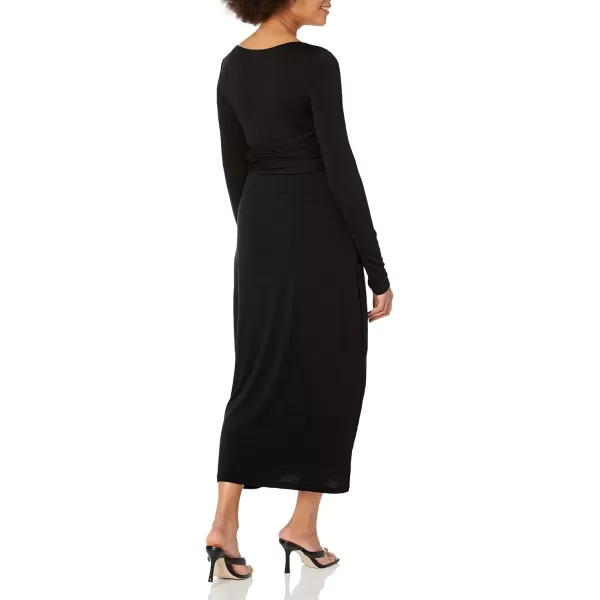 Vince Womens Long Sleeve Wrap DressBlack