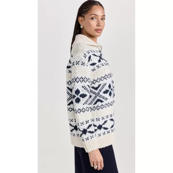 Vince Womens Nordic Fair Isle CardiganLt White SandWashed Coastal