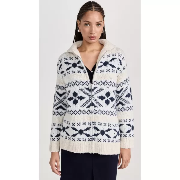 Vince Womens Nordic Fair Isle CardiganLt White SandWashed Coastal