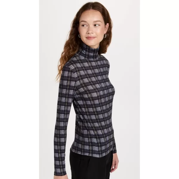 Vince Womens Plaid Printed TurtleneckCoastal