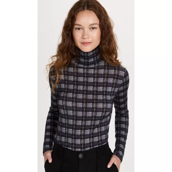 Vince Womens Plaid Printed TurtleneckCoastal