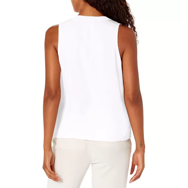 Vince Womens Rib Trim Crew Neck ShellOptic White