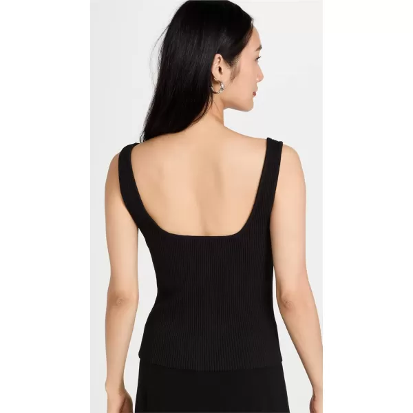 Vince Womens Ribbed Square Nk TankBlack