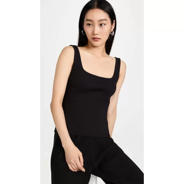 Vince Womens Ribbed Square Nk TankBlack