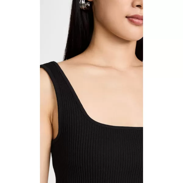 Vince Womens Ribbed Square Nk TankBlack